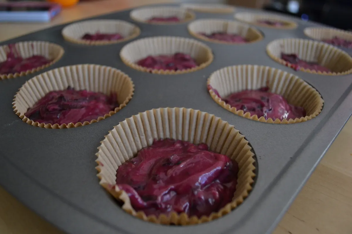 Bright Purple Batter for Beet Cake with Mascarpone Frosting Full Recipe on BigTasteTinySpace.com