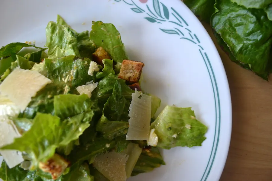 Make a Caesar salad using my easy dressing with hardboiled egg yolks. Full recipe on BigTasteTinySpace.com