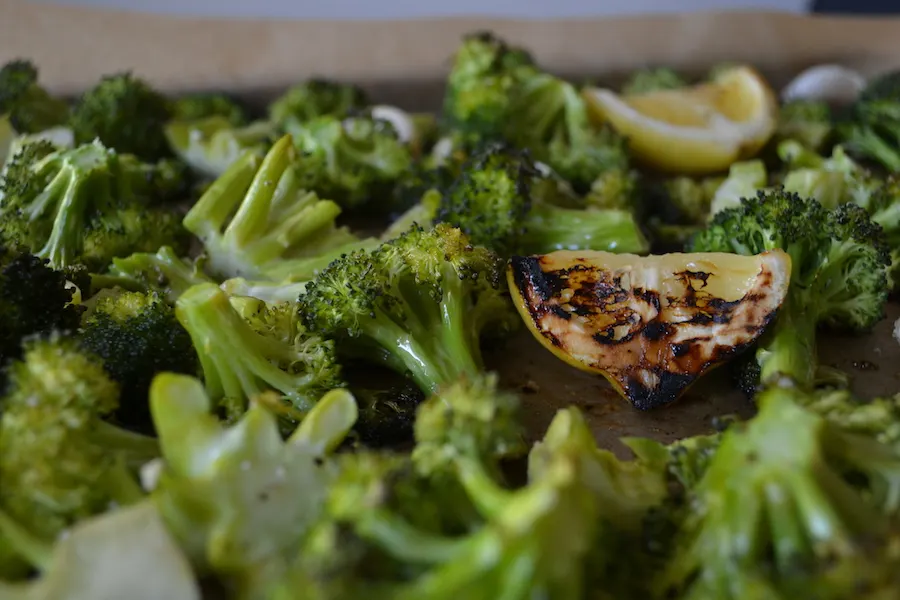 Roasted lemon perks up my easy broccoli salad. Full recipe on BIgTasteTinySpace.com